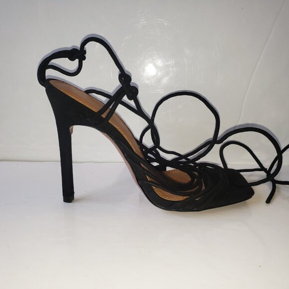 ASOS DESIGN Nina strappy tie leg heeled sandals in black size 5 - Picture 8 of 15